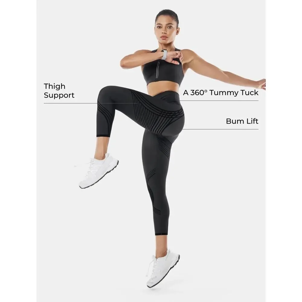 FANKA Body Sculpt 7/8 Leggings M Black High Rise Reversible Compression Yoga - Picture 13 of 14